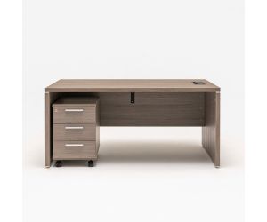 Directiebureau Elegance in vergrijsd eiken met ladeblok en mediabox